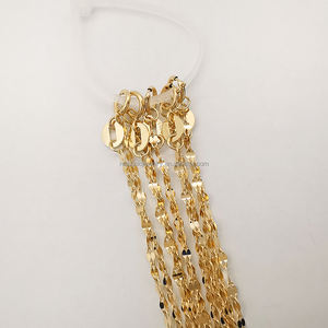 אופנה סיטונאי חדש נחיתות מוצק 14 קראט זהב טהור 14 קראט עובי 1.7 מ "מ ליפ שרשרת תכשיטים לנשים גברים - Product Image 3