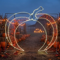Arco de Calabaza LED Rojo 2D - Decoración para Fiesta de Halloween con Clasificación IP65, Material de PVC para Exteriores, Granjas, Centros Comerciales y Grandes Eventos