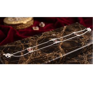 DIVYORO Minimalist Silver <b>Chain</b> Anklet Lightweight Oval Orange Stone Inlays Silver Plated Copper Brass Classic Fashion Jewelry - Product Image 1