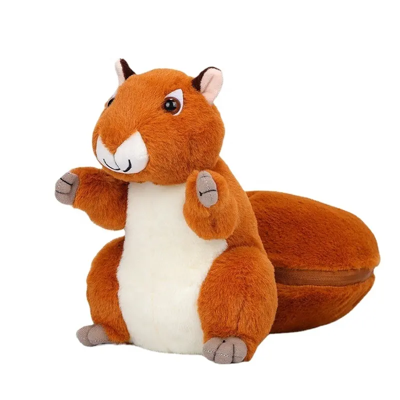 Lovely Pinecone Transfigured Squirrel Plush Toy Cute Nuts Turn Into Big Tail Squirrel Plush Toy