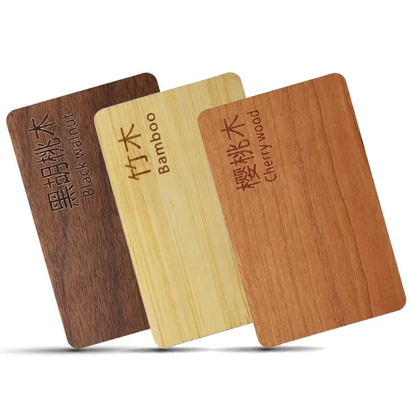 LOGO personnalisé laser programmable CR80 N213/215/216 bambou puce intelligente VIP carte-clé RFID nfc carte en bois