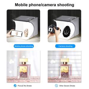 Prix d'usine PULUZ 20cm avec 1 panneau LED, mini <span class=keywords><strong>studio</strong></span> photo <span class=keywords><strong>pliable</strong></span>, <span class=keywords><strong>fond</strong></span> <span class=keywords><strong>noir</strong></span> <span class=keywords><strong>et</strong></span> <span class=keywords><strong>blanc</strong></span>, kit de <span class=keywords><strong>studio</strong></span> photo avec lumière 1100LM - Product Image 5