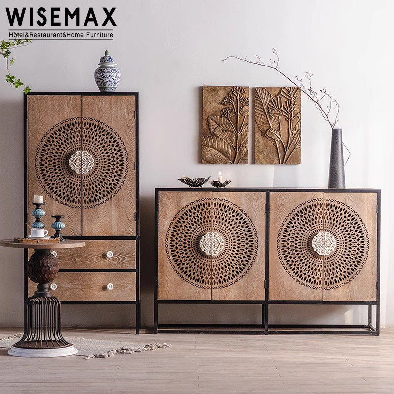 WISEMAX винтажное Ретро украшение для гостиной шкаф для прихожей буфет для хранения деревянная французская витрина обувной шкаф