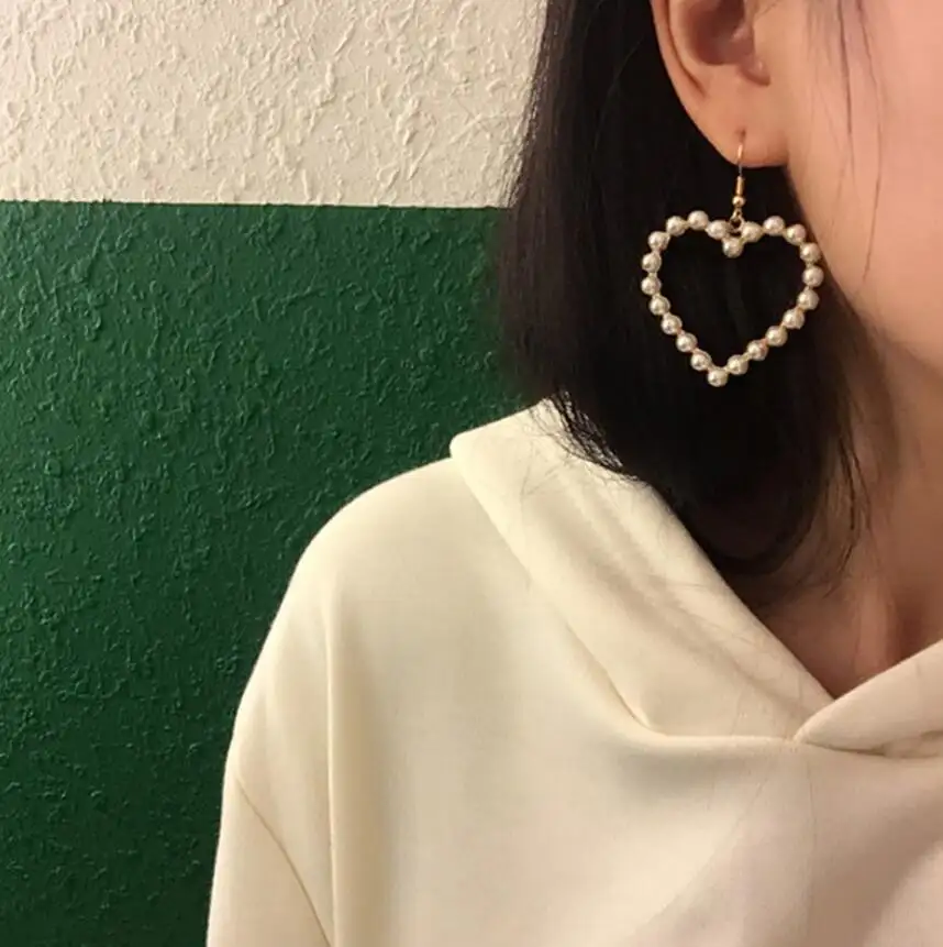 Fashion Gold真珠Heart Earrings For Women Wholesale N91050