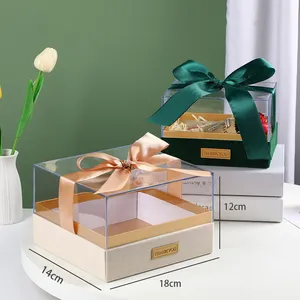 Hot Selling Transparent Acrylic Style Candy Gift Box Holiday Bridesmaid Ribbon Packaging Box