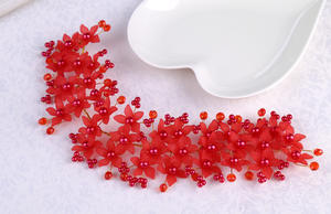 Tocado hecho a mano de perlas de cristal, tocado de <span class=keywords><strong>flores</strong></span> de <span class=keywords><strong>novia</strong></span> para boda - Product Image 3