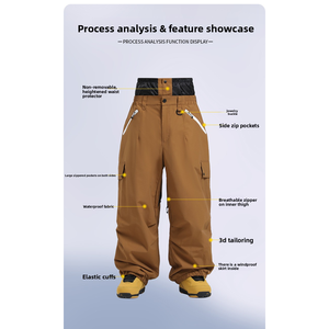 Pantalones de Snowboard Estilo Cargo Americanos Impermeables 20k, Pantalones de Esquí Profesionales Unisex con Múltiples Bolsillos y Resistentes al Viento - Product Image 2