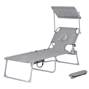 Chaise inclinable avec <span class=keywords><strong>pare</strong></span>-<span class=keywords><strong>soleil</strong></span> et support pour téléphone portable, lit d'extérieur pour une personne, capacité <span class=keywords><strong>de</strong></span> 150 kg, tissu Teslinbu Oxford - Product Image 3