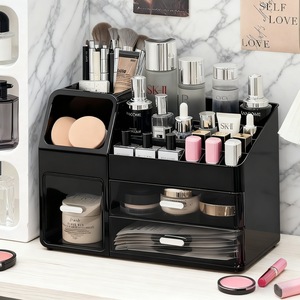 Caja de almacenamiento de cosméticos con cajones, organizador de maquillaje de plástico para escritorio, almacenamiento de productos para el cuidado de la piel y brochas, diseño impermeable - Product Image 2