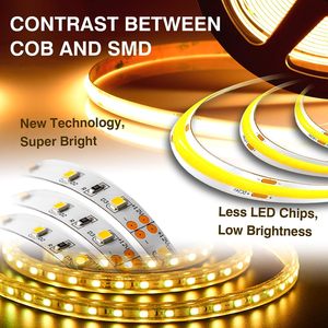 Ruban <span class=keywords><strong>LED</strong></span> COB 480 <span class=keywords><strong>LED</strong></span>/m 20m 24V 8mm CRI 92+ sans points, dimmable pour armoire, miroir, étagère, <span class=keywords><strong>plan</strong></span> <span class=keywords><strong>de</strong></span> <span class=keywords><strong>travail</strong></span>, meuble - Product Image 4