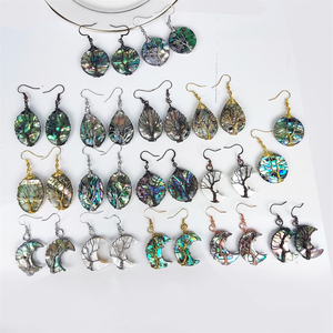 Usine Vente Directe Naturel Abalone Shell Géométrique Boucles D'oreilles Blanc Vadrouille Shell Lune Ovale Rond Pendentif Or Boucles D'oreilles Bijoux Femmes - Product Image 6