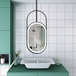 Miroir <span class=keywords><strong>de</strong></span> <span class=keywords><strong>salle</strong></span> <span class=keywords><strong>de</strong></span> <span class=keywords><strong>bain</strong></span> LED ovale suspendu au plafond, étanche <span class=keywords><strong>IP44</strong></span>, anti-buée, à intensité variable, tactile, OEM ODM pour projets hôteliers en gros - Product Image 3