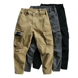 WholesalePlus 사이즈 남성 캐주얼 한국 스타일 큰 주머니가있는 미드 웨이스트 지퍼 플라이 팬츠 맞춤형 로고 작업자가 힙합 스타일을 착용 - Product Image 2