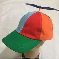 Gorra de Béisbol Infantil Barata al por Mayor, 100% Algodón, con Bordado 3D en Relieve de Hélice de Helicóptero, para Promoción, Colores Variados