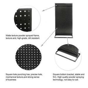 Đen Pegboard thép hiển thị đứng Frosting cảm giác kim loại bên khung hình chữ nhật lỗ Pegboard nhiệm vụ nặng nề có thể thêm móc và chủ - Product Image 5