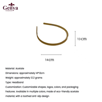 Serre-tête Genya élégant à motifs colorés en acétate fin avec dents antidérapantes, motif écaille de tortue de luxe, accessoires pour cheveux avec logo personnalisé