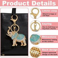 Collection de Luxe Exquise : Porte-clés Pendentif Éléphant Coloré Adorable avec Strass pour Sac
