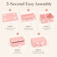 Boîte cadeau pliable en papier synthétique à base de pâte de bois écologique, avec nœud en ruban satiné, emballage de luxe recyclable et réutilisable