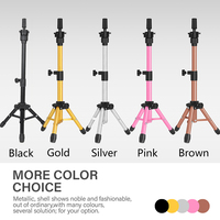 Statif Tripod Kepala Manekin Latihan Portabel Mini Berwarna-warni Leeons yang Dapat Disesuaikan untuk Pembuatan Wig, Salon, Barber, dan Praktik Kosmetologi