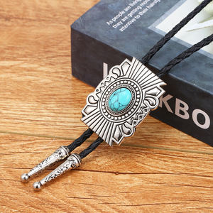 Corbata Bolo Vintage para Hombre, Collar de Cuero, Accesorios para Cuello y Camisa, Estilo <span class=keywords><strong>Vaquero</strong></span> Americano del Oeste, Corbata Poirot - Product Image 3