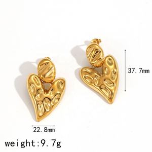 Boucles d'oreilles tendance en acier inoxydable plaqué or 18 carats de la série Lava Heart de Niche Design, serties de titane élégantes pour femmes, pour les fêtes - Product Image 6