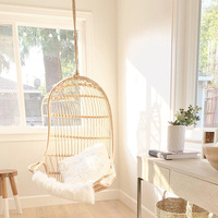 Fauteuil suspendu en rotin de bois de haute qualité Dreamhause pour balcon, patio, salon, hôtel, intérieur, fauteuil de détente, fauteuil œuf