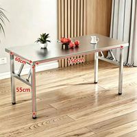 Table pliante carrée en acier inoxydable, style chinois, plateau extra-épais à angle droit, pour usage domestique, commercial, vente de rue, banquets