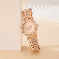 Magnifique Ensemble de Montre, Bracelet Papillon, Bague et Collier Boucles d'Oreilles pour Femme, Petit Cadran, Cadeau pour Petite Amie