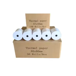 57x40mm termal kağıt rulolar beyaz termal kağıt yazarkasa POS makbuzu kağıt 50 Rolls termal bant