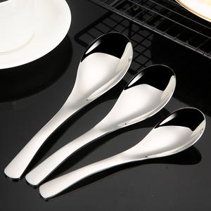 Cucharas de sopa chinas de acero inoxidable de estilo moderno, cuchara de Metal para arroz, sopa, café y postre - Product Image 1