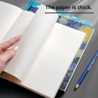Carnet de croquis en papier rigide avec peinture à l'huile de Van Gogh, article tendance sur TikTok, épaissi, pour étudiants en art, dessin à la main, carnet de notes