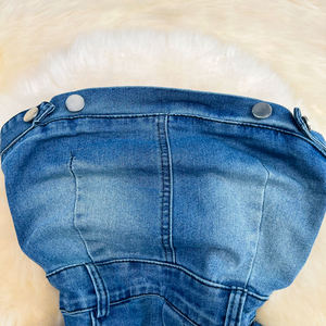 Venta al por mayor de una palabra tubo superior vestido de mezclilla Sexy Slim Slit Retro bolso cadera vestido coreano calle estilo vestido - Product Image 3