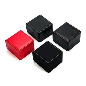 High Quality Protective Fashion Square <b>Black</b> Red PU Leather Custom Logo Watch Packaging <b>Box</b> with Soft Pillow for Outside Use - Product Image 4