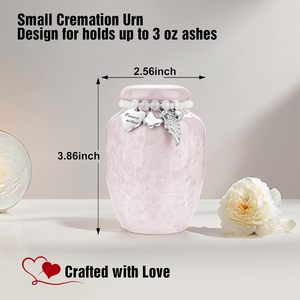 Urne <span class=keywords><strong>miniature</strong></span> en porcelaine en gros pour cendres humaines, urne commémorative décorative artisanale pour femme adulte avec couvercle - Product Image 2