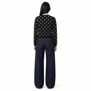 <span class=keywords><strong>Cardigan</strong></span> da Donna a Pois con Bottoni, <span class=keywords><strong>Nero</strong></span>, Corto, in Maglia con Puntini Bianchi OEM/ODM - Product Image 2