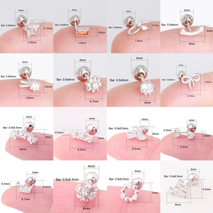 925 in argento Sterling Tragus Helix Daith Cartilage Piercing orecchino placcato <span class=keywords><strong>oro</strong></span> gioiello Fine orecchino con zircone cubico orecchino - Product Image 2