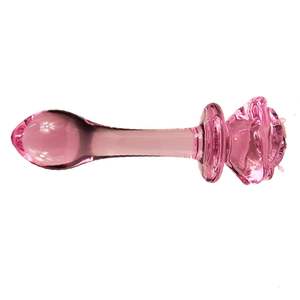 3D Pink Long Glass Flower <b>Anal</b> <b>Butt</b> <b>Plug</b> - Product Image 3