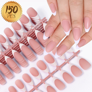 150 <span class=keywords><strong>Uñas</strong></span> Postizas de Gel Suave con Punta Francesa en Forma de Almendra, Color <span class=keywords><strong>Rosa</strong></span> Nude <span class=keywords><strong>Mate</strong></span>, para Uso Diario - Product Image 1