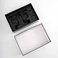 Emballage personnalisé pour l'électronique grand public, boîte rigide noire à deux pièces avec couvercle et base, ventilateur de moteur à réaction, avec plateau en PET
