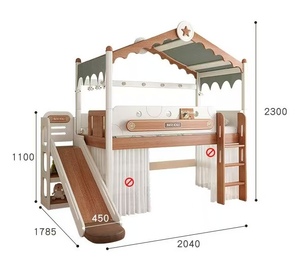 Camas Literas de Madera OEM/ODM de Fábrica, Estructura de Cama de Madera Maciza con Cajones de Almacenamiento, Cama <span class=keywords><strong>Litera</strong></span> con Escalera y Tobogán - Product Image 5