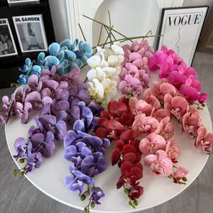 Pellicola di fascia alta a 9 teste farfalla orchidea simulazione fiore elegante decorazione per la casa matrimonio composizione floreale fiori artificiali - Product Image 1