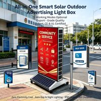Solarbetriebener LED-Werbe-Leuchtkasten für Außenbereich mit Rechteckform und Mastmontage, Null Stromkosten, Automatische Dämmerungssteuerung, CE-Zertifiziert