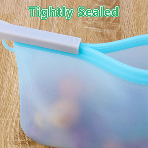 B2B Clearance Sale Non-toxic 4 Pcs Eco-Friendly Vacuum Compressed Silicone Food <b>Bags</b> <b>Zip</b> <b>Lock</b> Sealable Reusable for Soups Fruits - Product Image 6