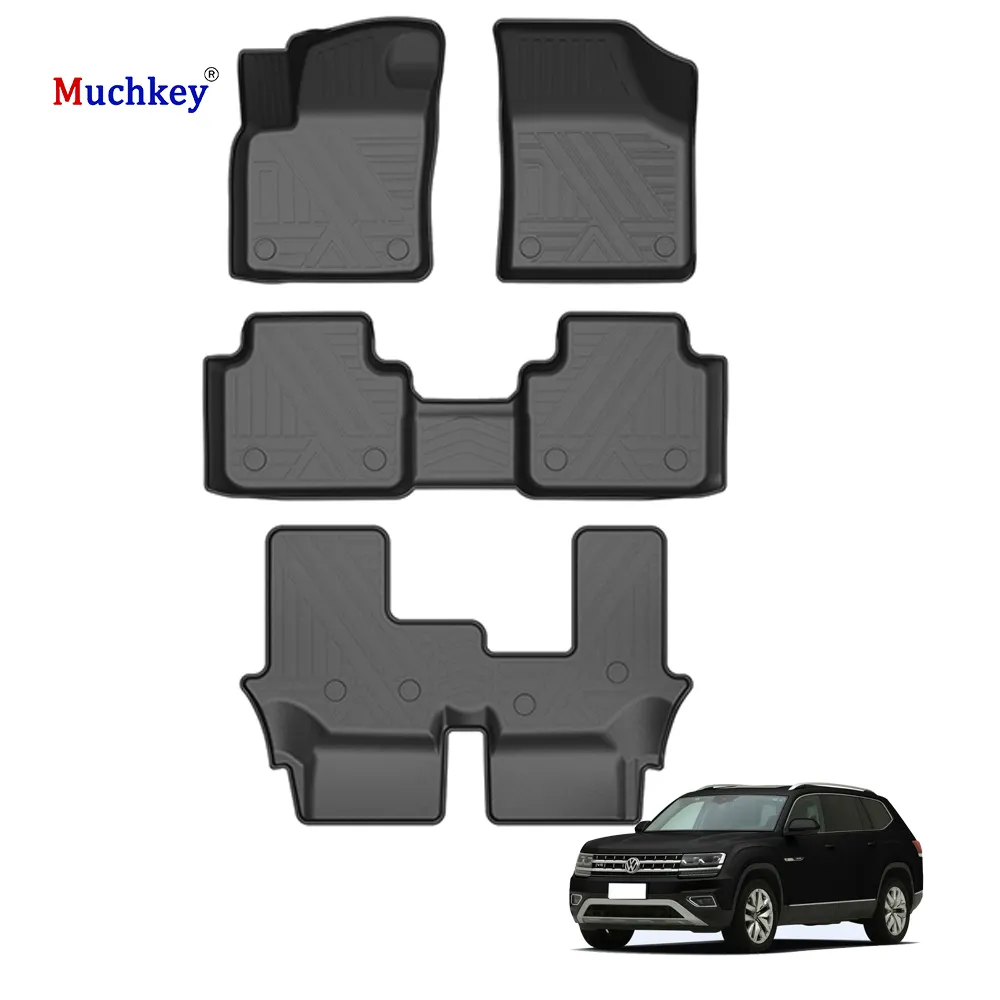 Muchkey TPE Mats For 7seat 2017 2018 2019 2020 Volkswagen Teramont Car Accessories Decorative All Weather Special Car Floor Mats