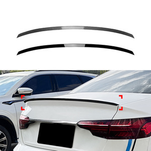 Audi Rear Spoiler Ducktail Piano <b>Black</b> Carbon Fiber Texture ABS <b>Trunk</b> Lip 2017-2024 A4 B9 S4 - Product Image 1