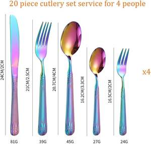 Ensemble de couverts de style occidental en acier inoxydable 304 argenté, résistant au lave-vaisselle, ensemble noir de 20 pièces pour la cuisine et la restauration - Product Image 2