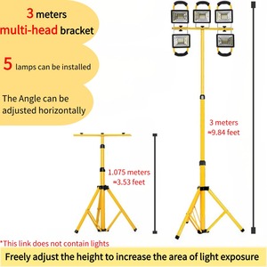 Luce di luce di inondazione flessibile per interni ed esterni luci da lavoro in metallo telescopico portatile a testa multipla treppiede - Product Image 6