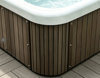 Bain à remous massant en acrylique avec 2 sièges inclinables, bain spa avec bordure en bois