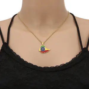 Производитель эмалированный нержавеющая сталь серебряные серьги 18K позолоченные браслеты с подвесками ожерелья эмаль Эфиопии флаг футбол кулон ожерелье