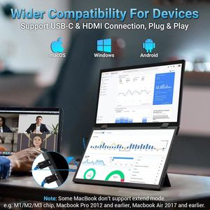 Écran portable ultra-fin de 15,6 pouces à double écran pliable, écran IPS Full HD 1080p, moniteur ultra-fin avec 360 °   Rotatif - Product Image 4